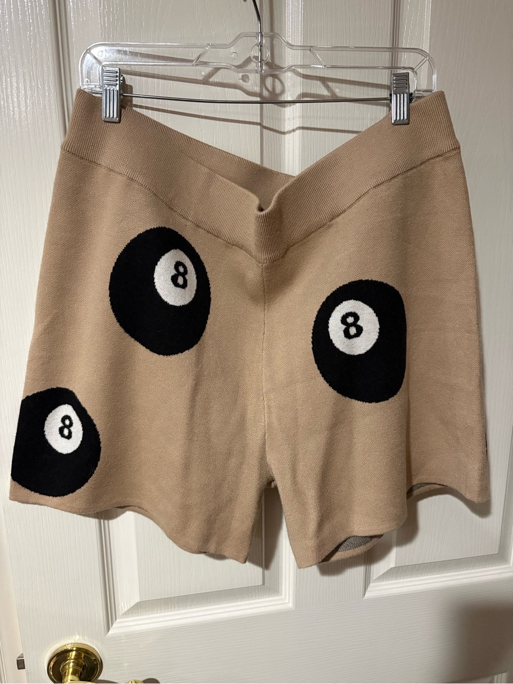 NWT- Dressed in LaLa- Knit Shorts with 8-Ball Graphic — Beige